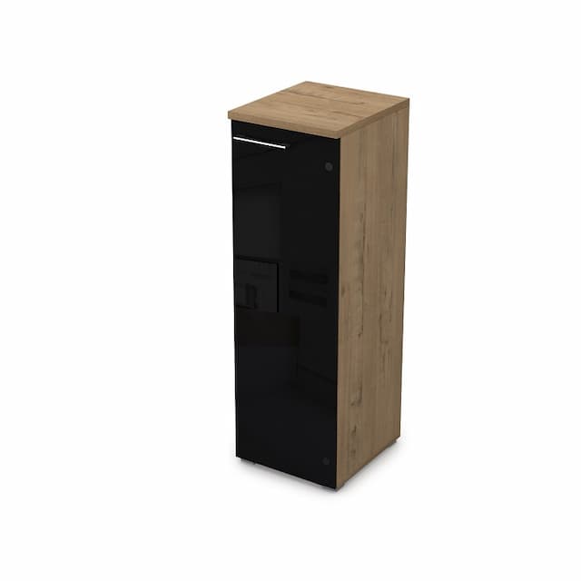 Шкаф пенал АЛСАВ Gloss line 9НП.017.7П teakwood/металл глянец