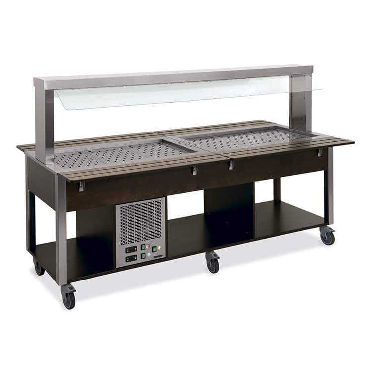 Стол Шведский комбинированный (защитное стекло статичное) MetalCarrelli 6920.5F3-RAL (цвет по RAL)
