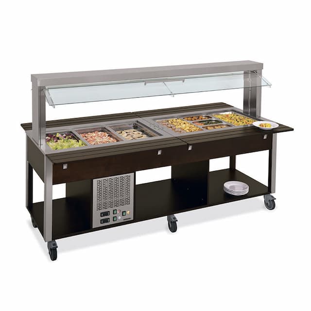 Стол Шведский комбинированный (защитное стекло подвижное) MetalCarrelli 6920.5F3M-W (венге)